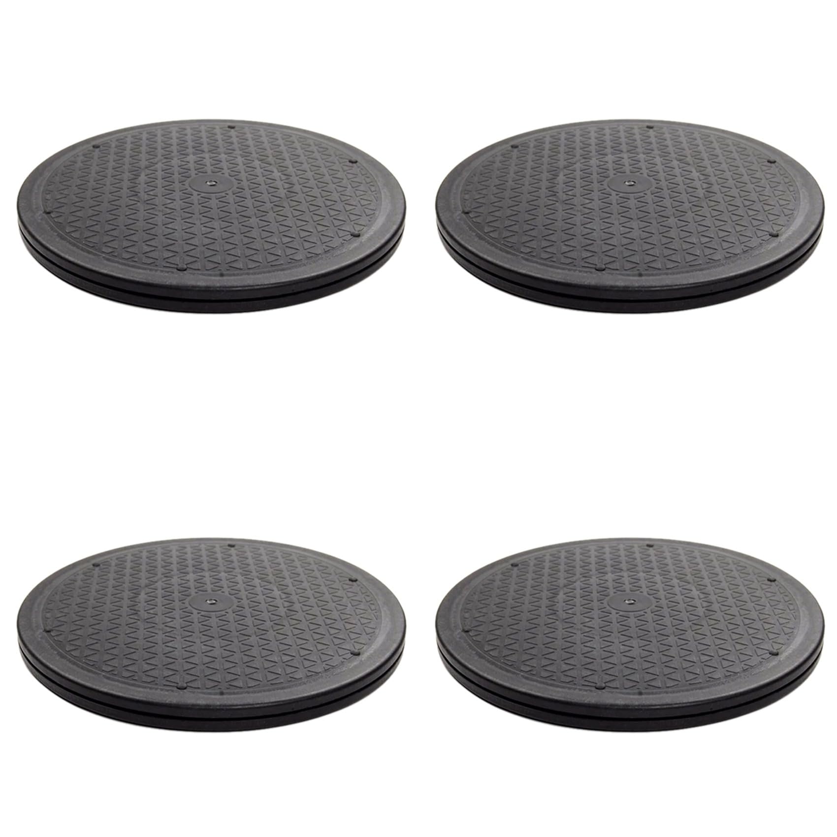 Vjsujehgy 4pcs 12 Inch Heavy Duty Rotating Swivel Steel Ball Bearings Stand for Monitor TV Turntable Lazy Susans Black Round Shape