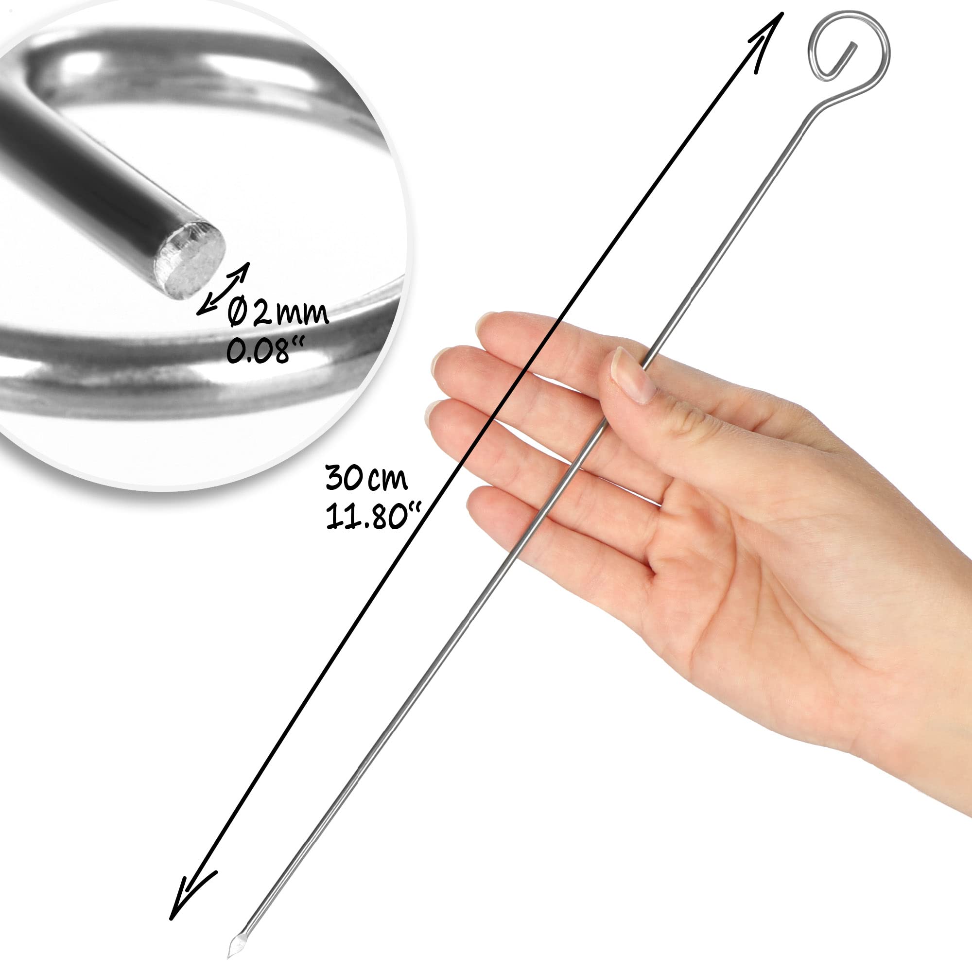 COM-FOUR brochettes acier inoxydable 30 cm 16 pièces ensemble