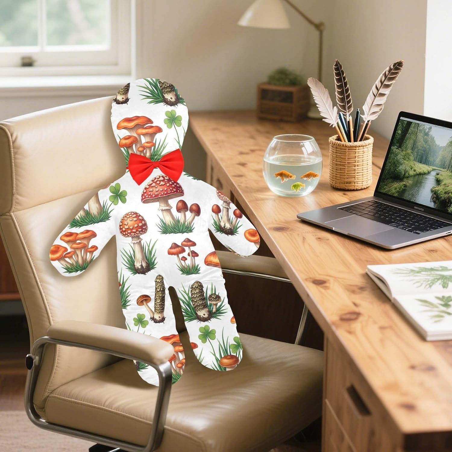 ODAWA Body Pillow for Hugging and Snuggling with Removable Pillowcase, Colorful Mushrooms Throw Pillows for Bedroom 23 x 32 Inch