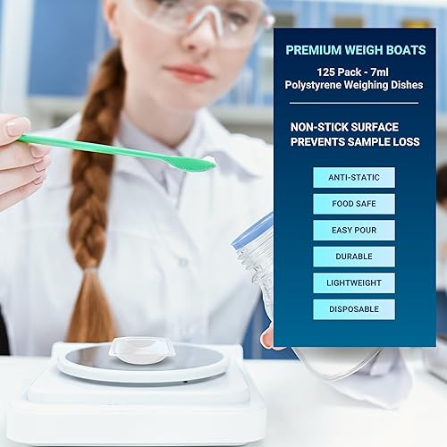 Miniatura 2 de Weigh Boats - Bandejas de plástico desechables pequeñas (0.2 fl oz, paquete de 125) para báscula, bandeja cuadrada antiestática, plato de