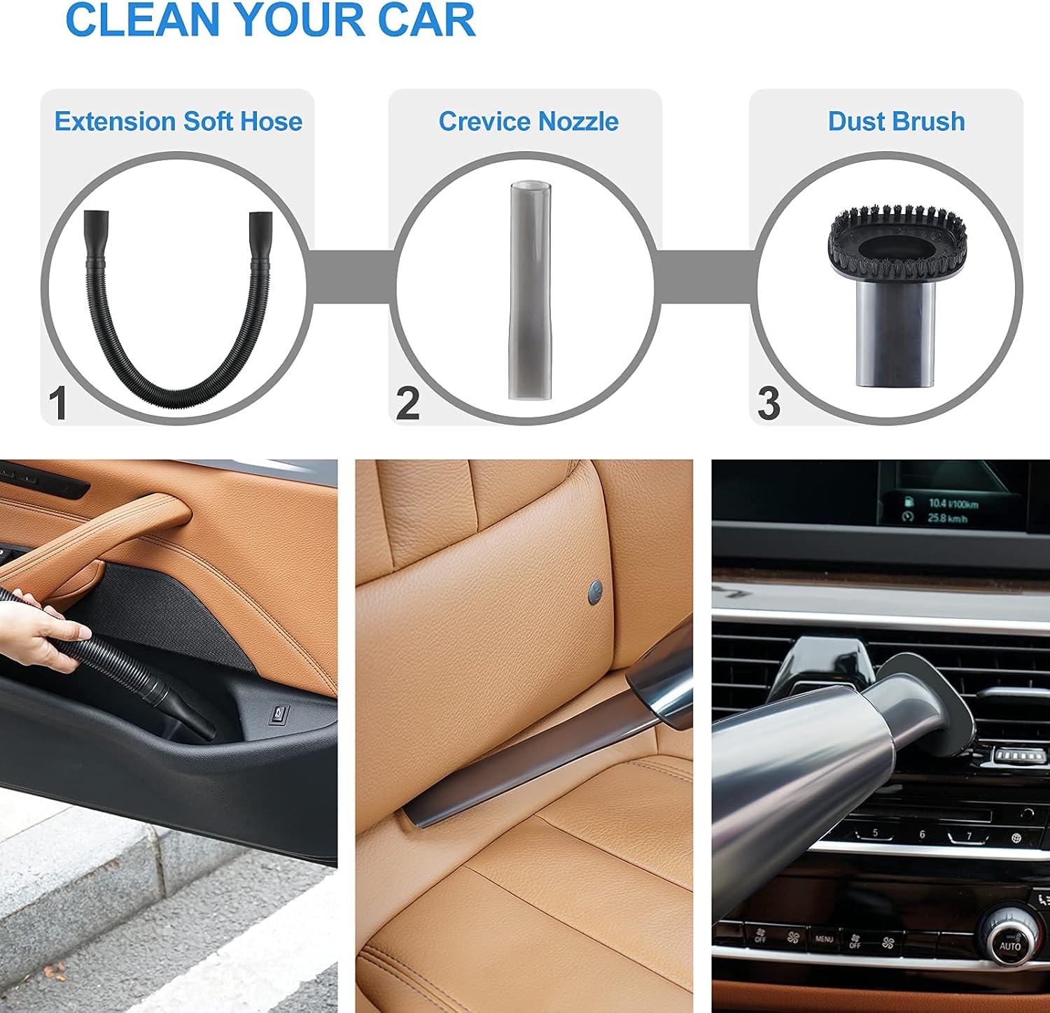 BOKIC Car Vacuum Cleaner Cordless, Cord-Free Handheld Vacuum Rechargeable, Portable High Power 8000Pa, Small Mini Handheld Detailing Cleaning Kit for Home Office : Automotive