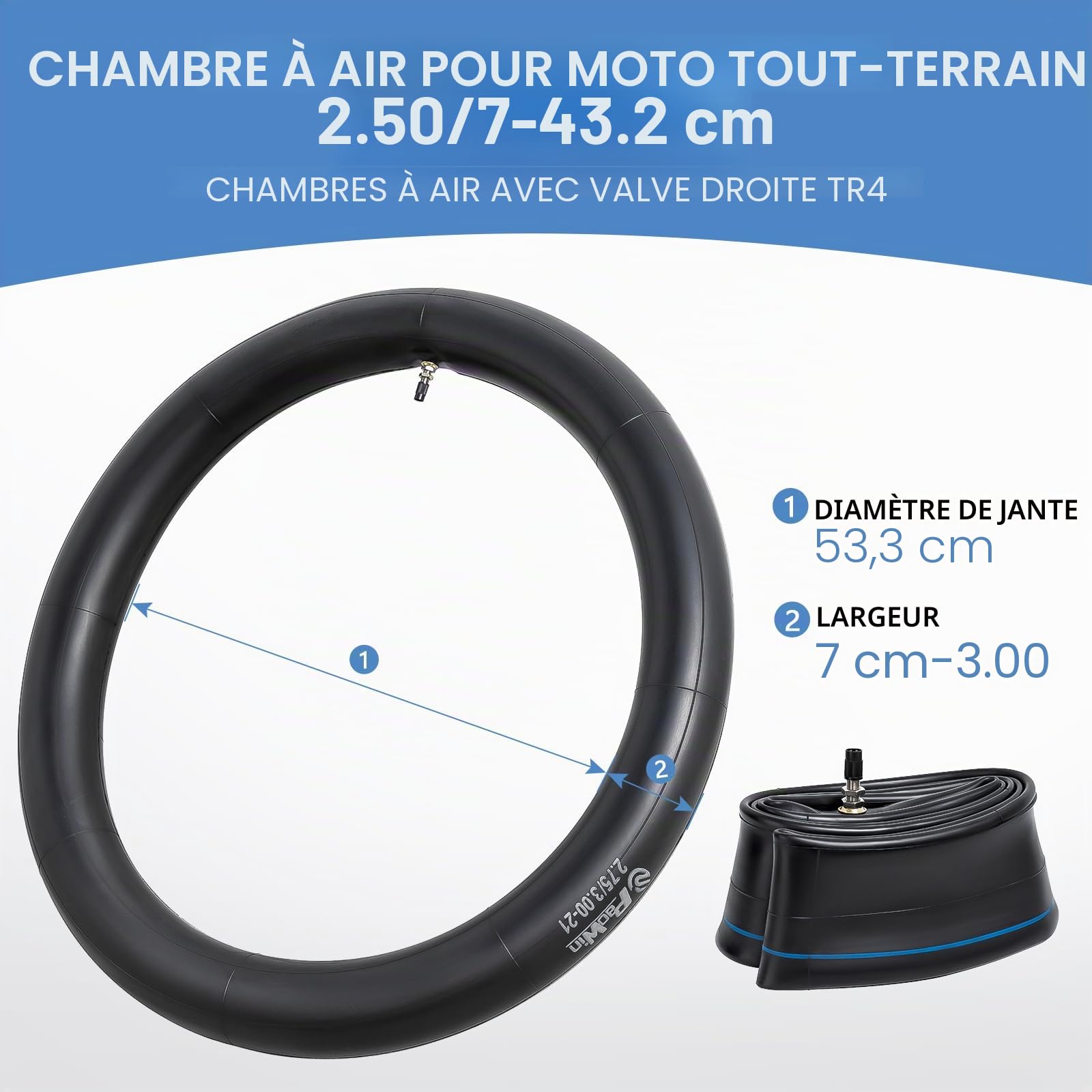 2-PCS 2,75/3,00-21 (80/100-21) Chambres à air de Moto Premium Chambres à air 21 Pouces intérieurs de Rechange Lourds, compatibles 2,75-12 3,00-21 Moto Mini- Dirt Pit Bike pneus Avant et arrière | TR4