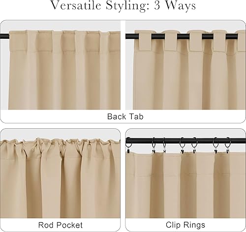 Miniatura 119 de PONY DANCE - Cortinas opacas aisladas térmicamente, set de 2 cortinas opacas con bolsillo para barra / pestaña trasera, paneles de cortinas opacas,