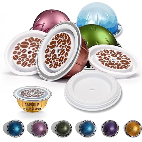 SWEETDEER Tapas reutilizables para Nespresso Vertuo, 6 cápsulas recargables de alimentos para Nespresso, cápsulas recargables de silicona de grado
