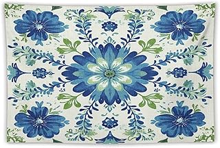 MaSiledy Blue And Green Floral Design Wall Tapestry Blue Green Floral Bl...
