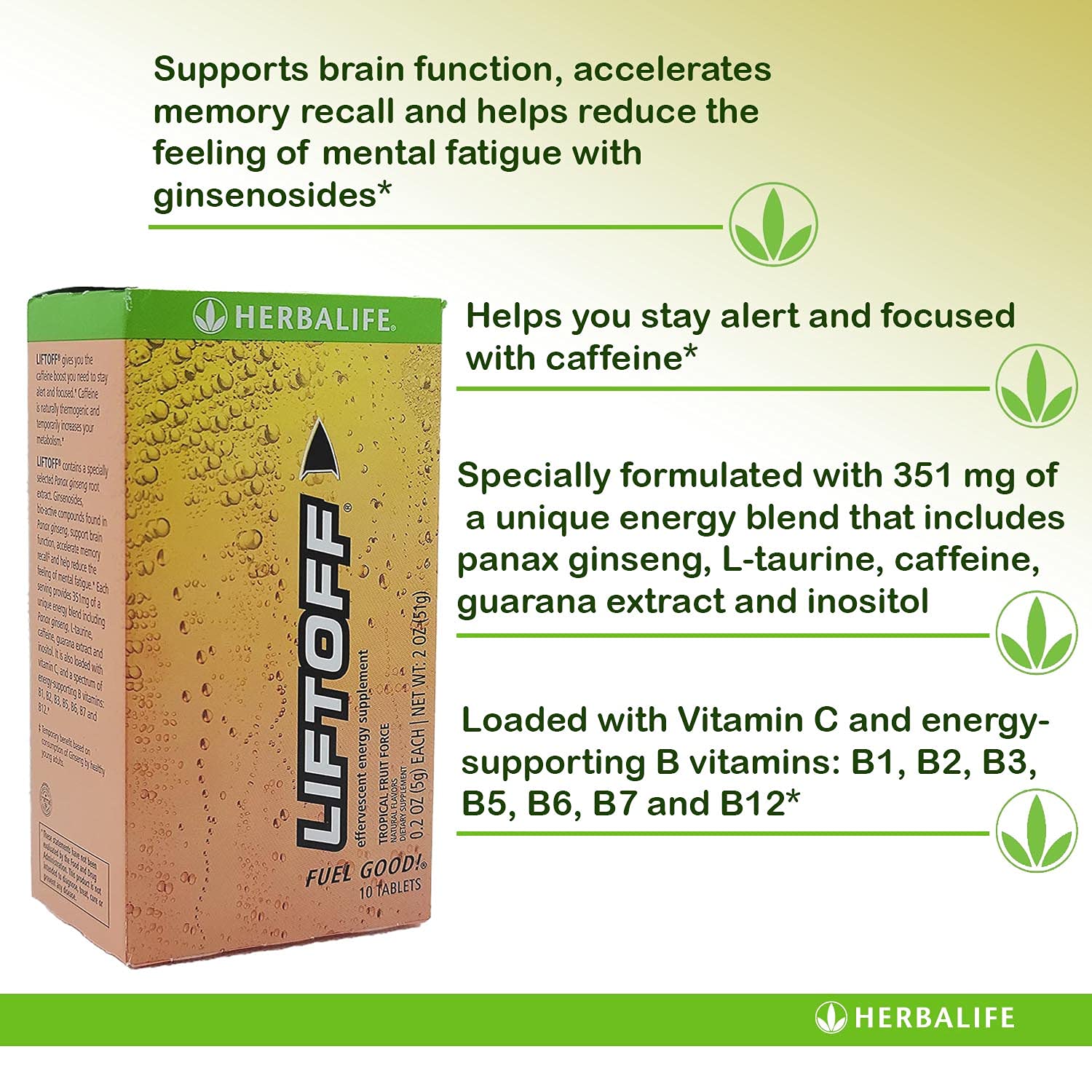 Herbalife LIFTOFF Energy Tablets Liftoff Tropical