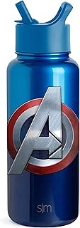 Simple Modern Officially Licensed Disney Marvel Water Bottle with Straw Lid Vacuum Insulated Stainless Steel Metal Thermos...