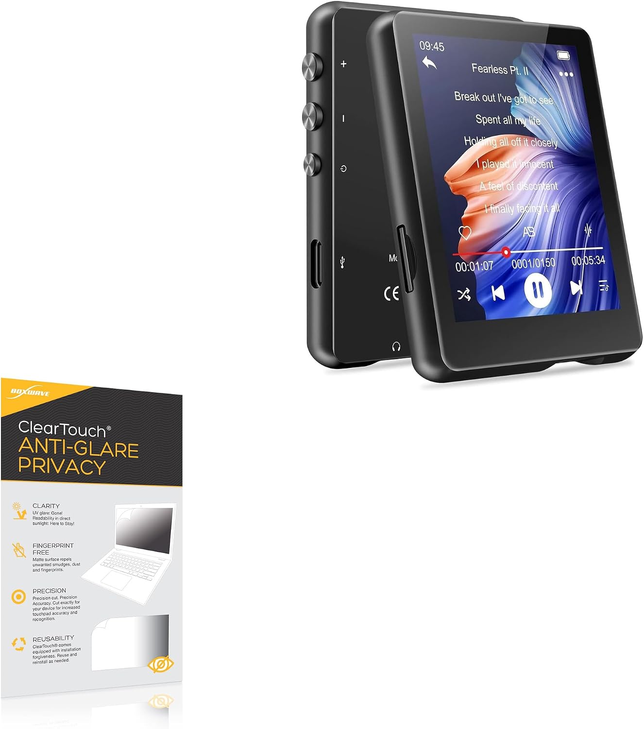 BoxWave Screen Protector Compatible with MECHEN M3 Touchscreen MP3 Player - ClearTouch Anti-Glare Privacy (2-Pack), Privacy Screen Protector Flexible Film Anti-Glare