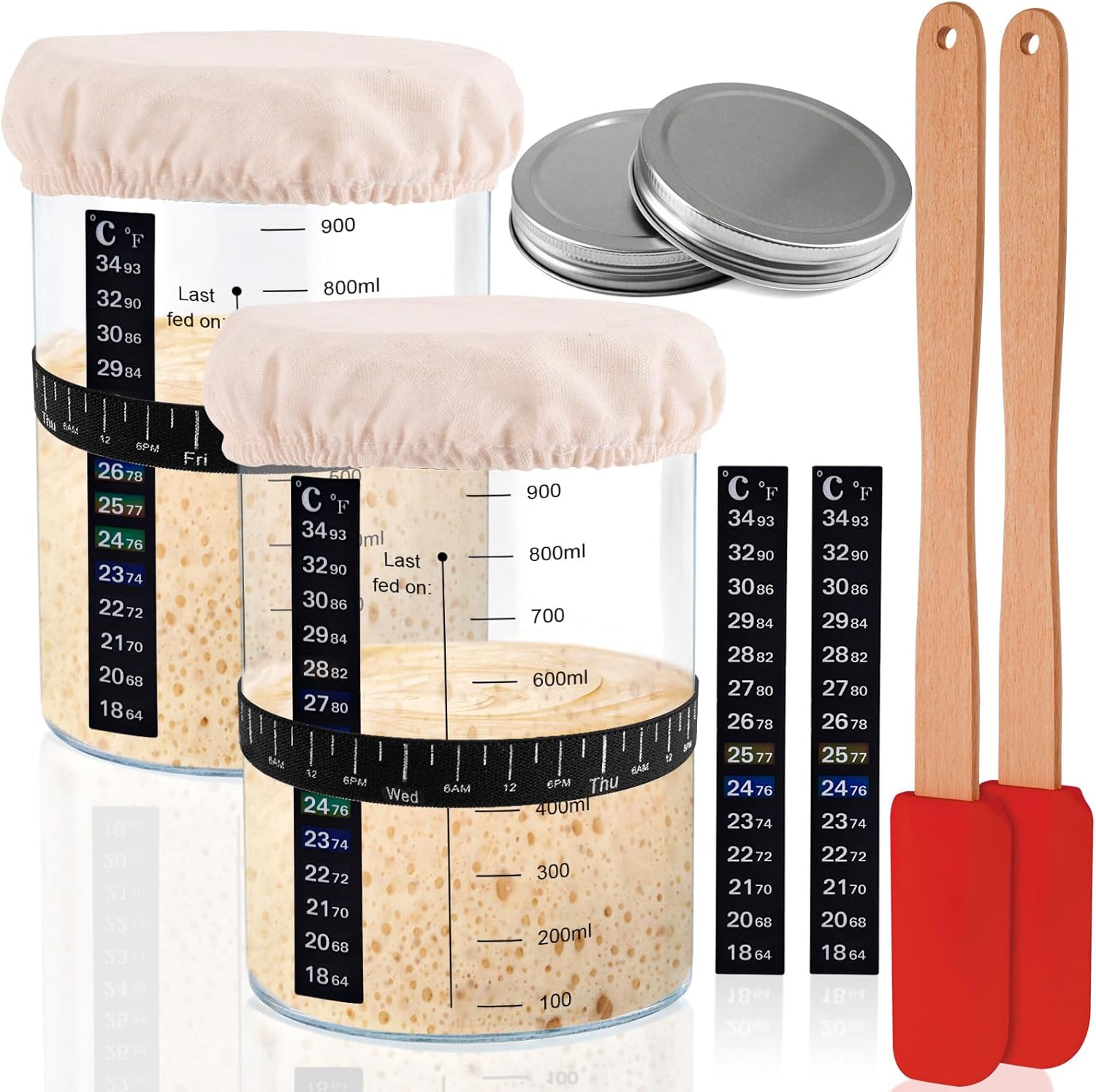 Kit Lievito Madre TOKSEO - Barattolo Vetro 1000 Ml, Accessori Inclusi, Fatto In Casa! - Foto 4