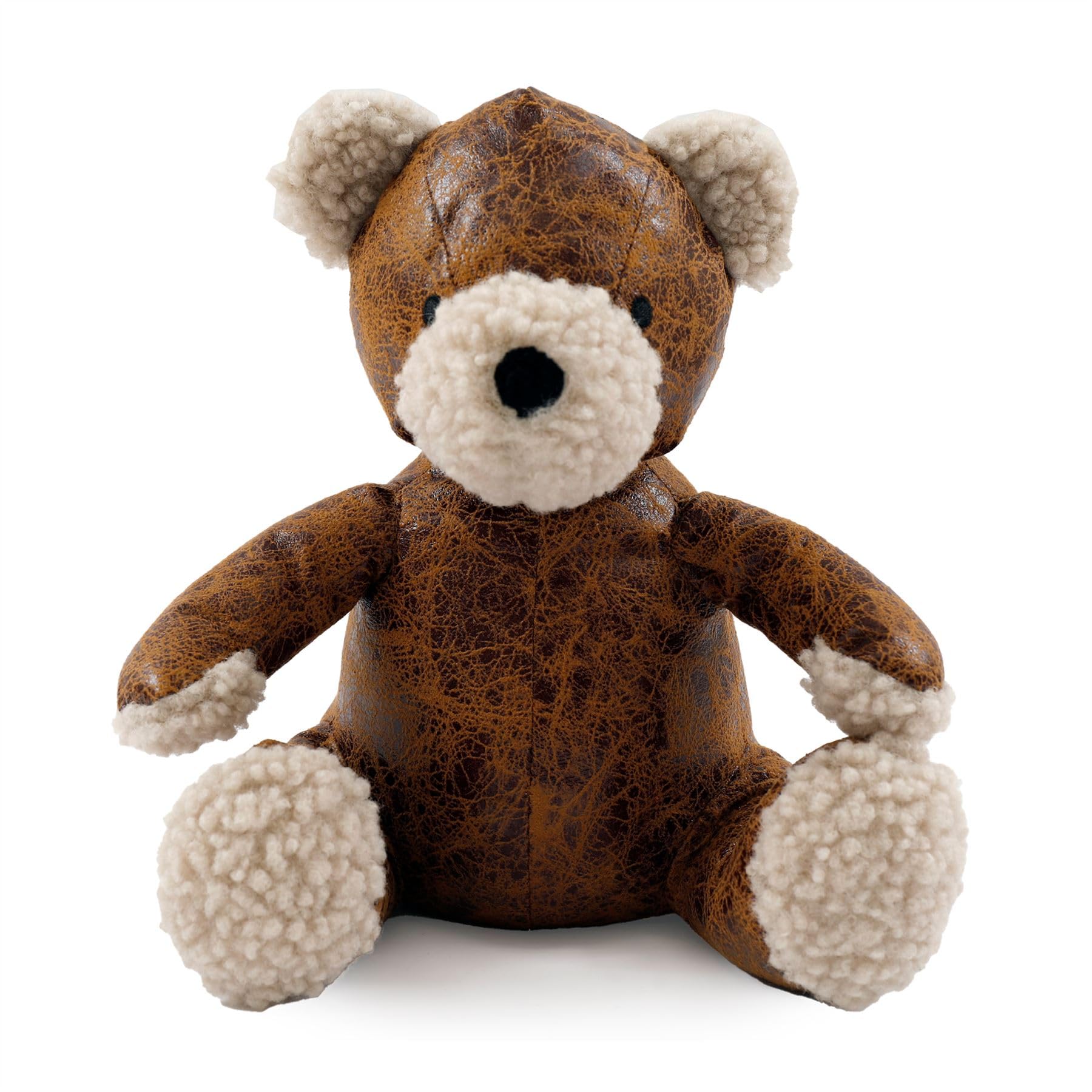 Carousel Home Brown Otis Teddy Bear Doorstop | Faux Leather Teddy Doorstop | Novelty Bear Door Stopper 1.5Kg - 24Cm