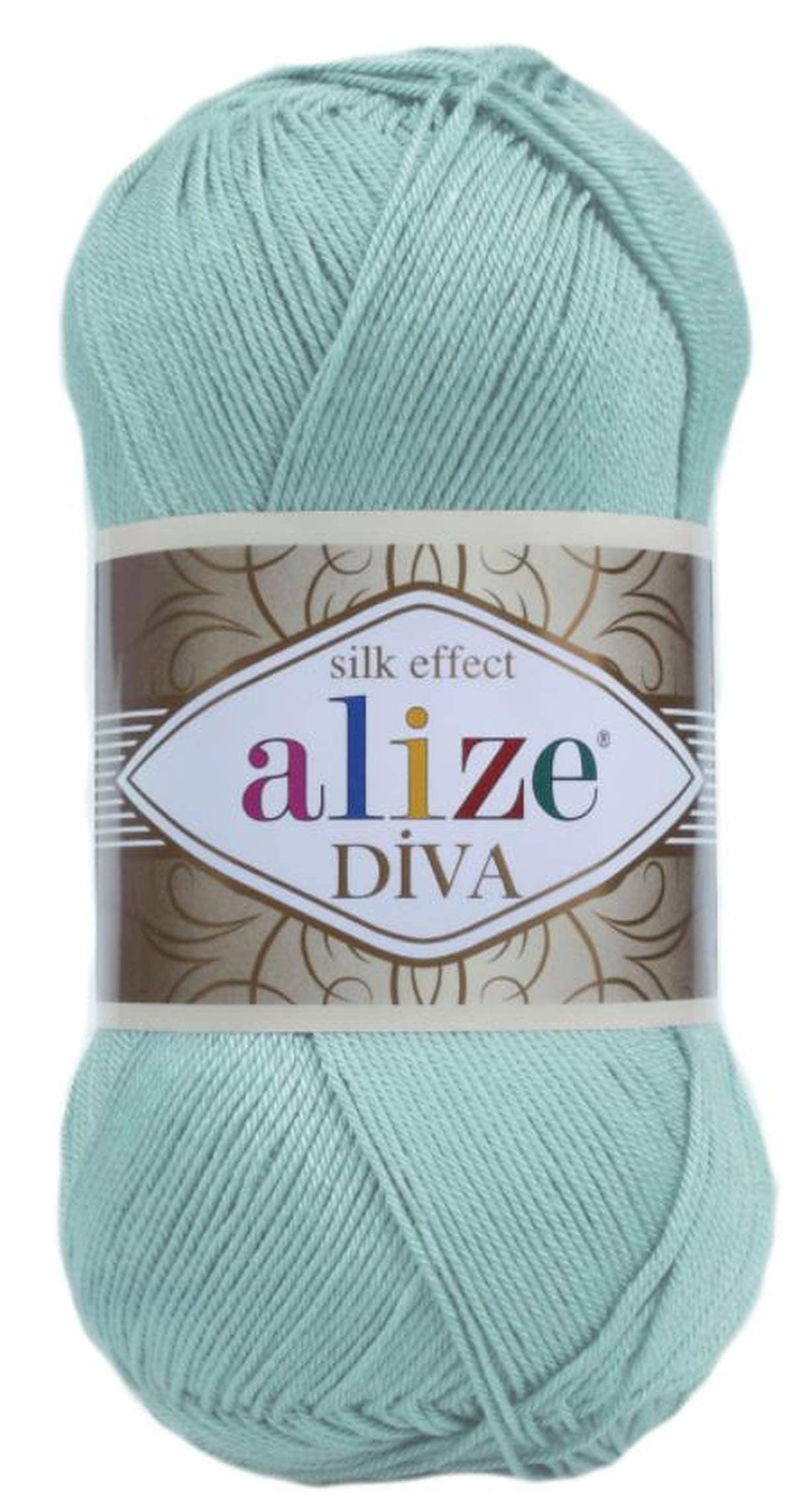 AlizeDiva Silk Effect 100% Microfiber Acrylic Yarn 1 Ball skeins 100gr 383yds Color (463 - Light Aqua)
