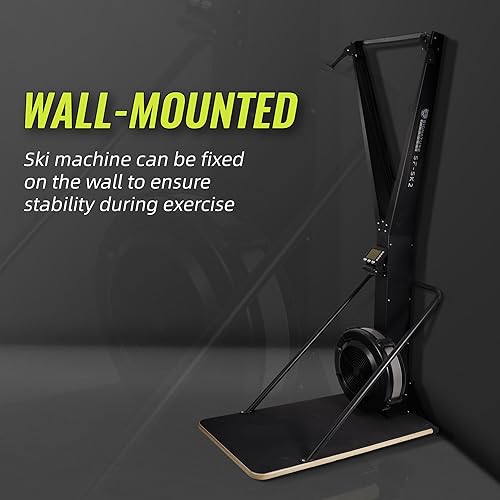 Miniatura 8 de Fitvids Máquina de esquí, máquina de resistencia al viento aeróbica montada en la pared interior, máquina de esquí con pantalla LCD, equipo de