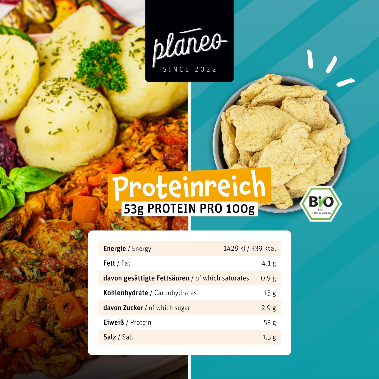 Planeo Bio Erbsen Medaillons 600g - Vegane Fleischalternative aus Erbsen und Ackerbohnen, Hoher Proteingehalt