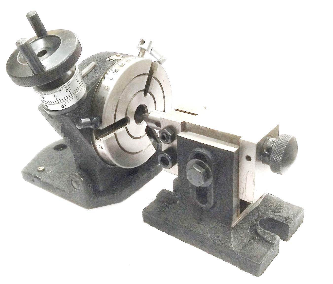 Tavola rotante inclinabile da 100 mm con fresatura a foraggio MT2, strumenti di ingegneria (con mandrino, piastra di divisione, kit morsetto e contropunta)
