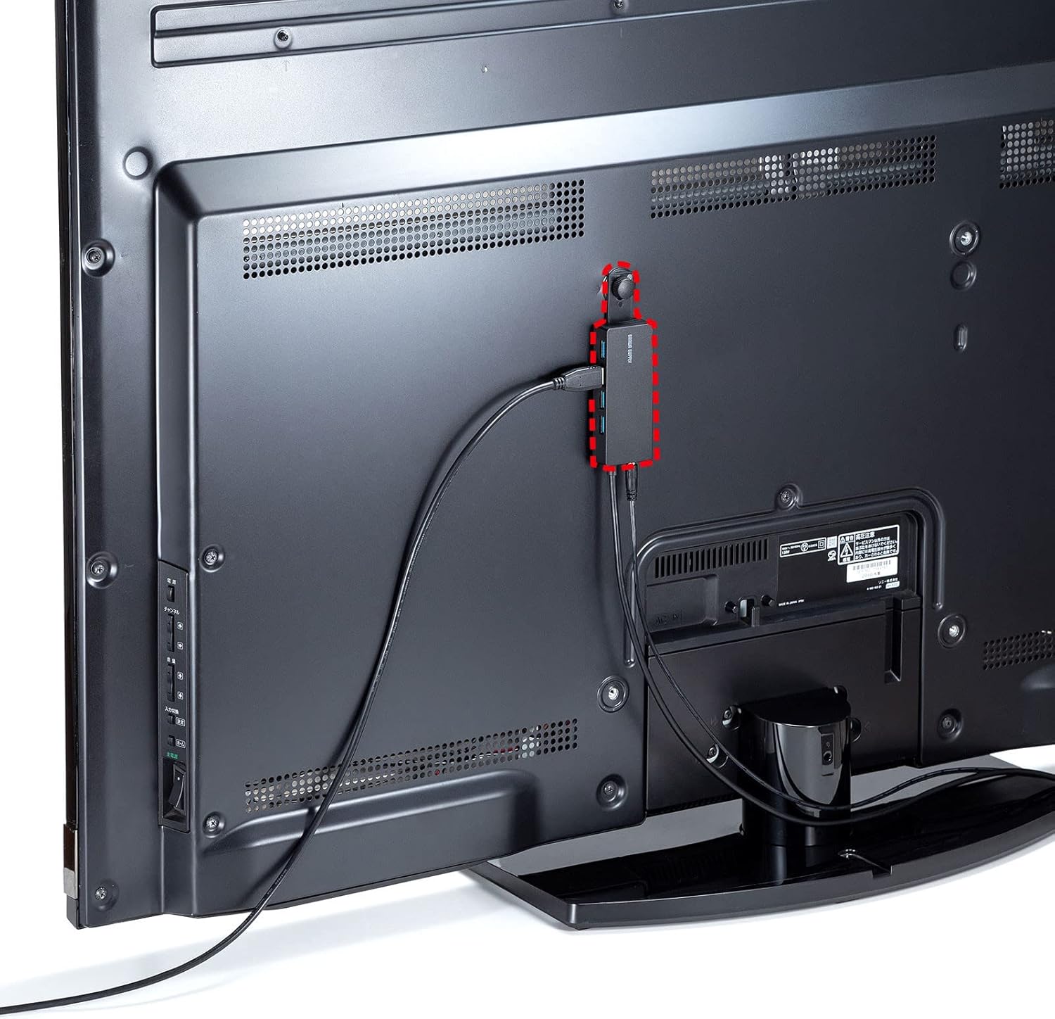 Sanwa Supply USB-3HTV433BK USB 3.2 Gen1 4-Port Hub for HDD Connection, Black