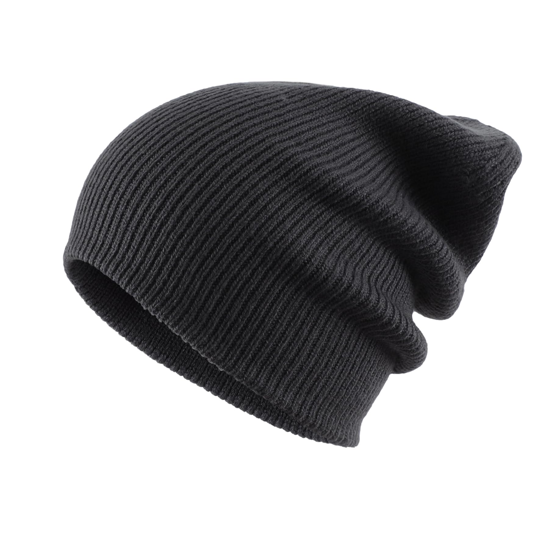 Home Prefer Mens Winter Hats Thick Knit Cuff Beanie Cap Warm Stocking Beanie Hat Graphite Grey