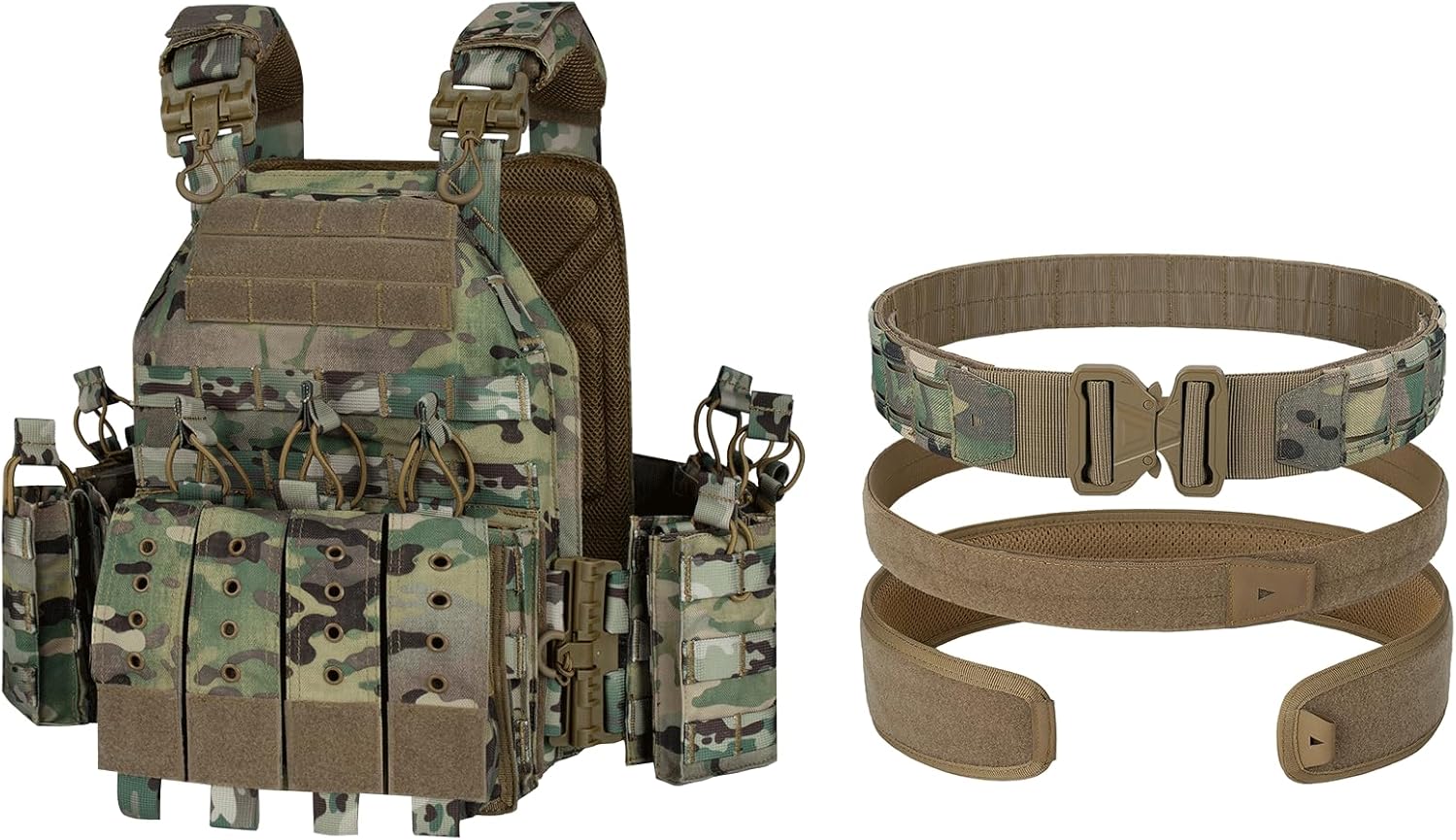 YAKEDA Tactical Quick Release Vest for Training with Tactical Battle Belt