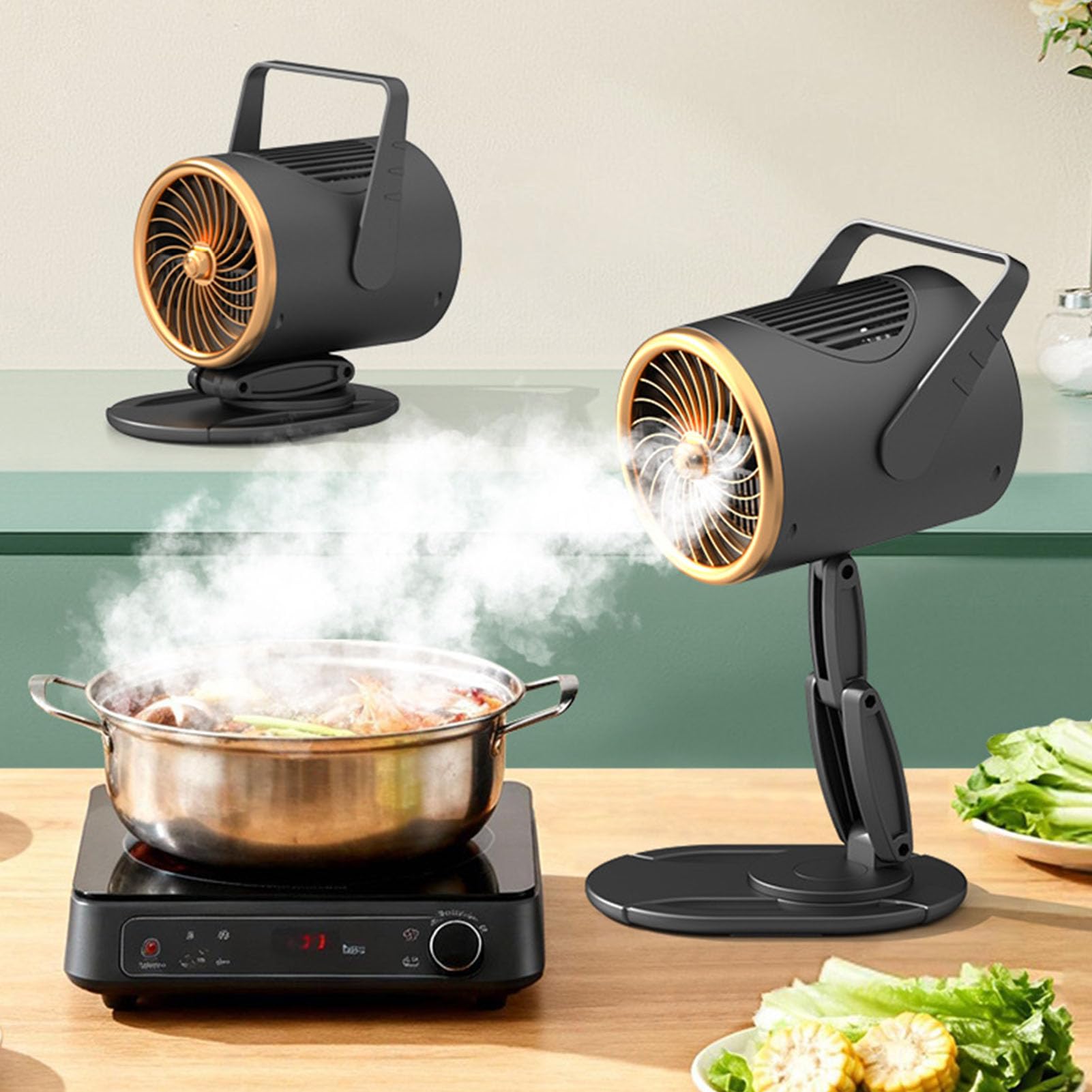 Haofy Extractor de Escritorio Campana Extractora Portátil Mini Campana Extractora Recargable Plegable de 3 Velocidades con Filtro para Cocinar en Interiores BBQ RV Camping Cocina