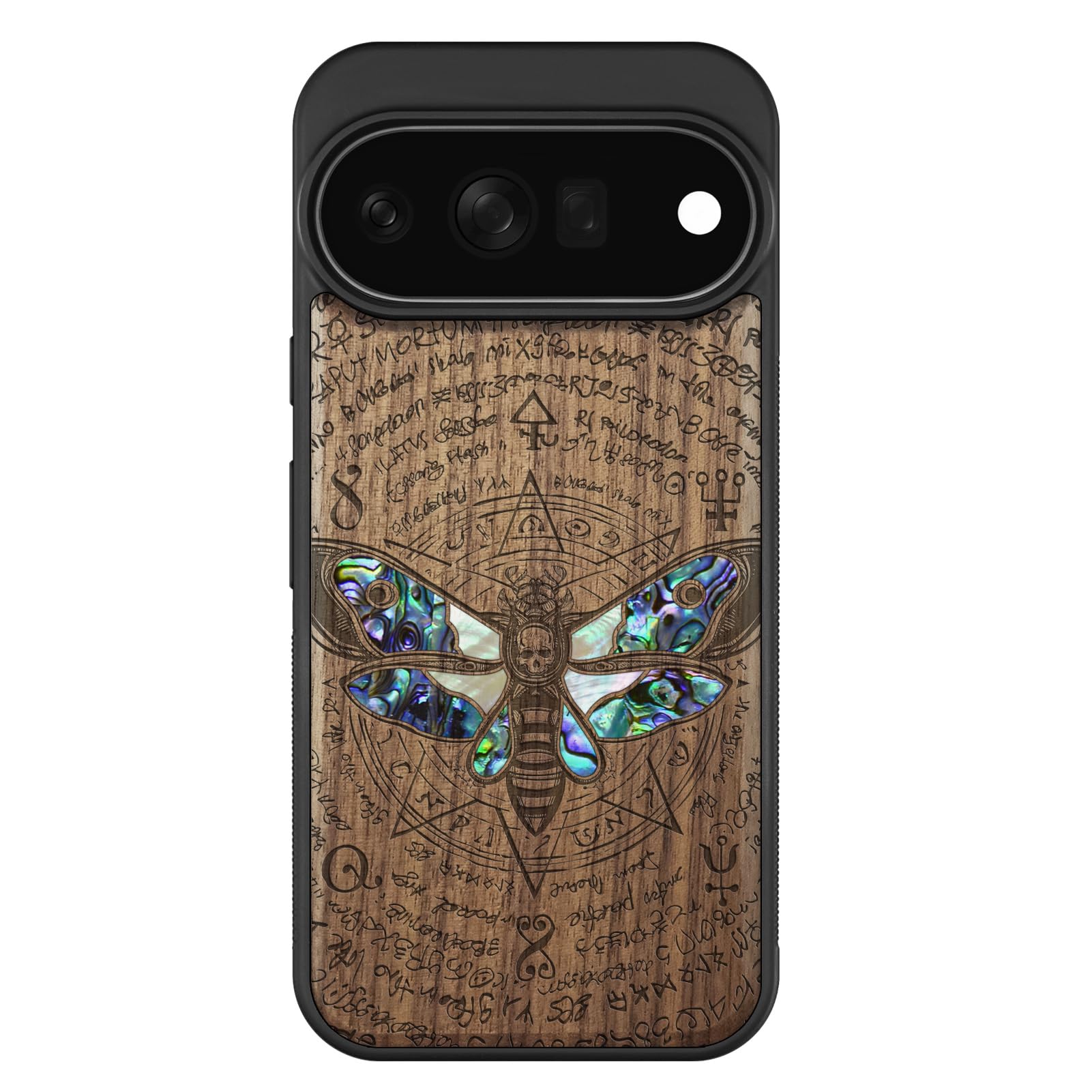 Carveit Madera Funda para Pixel 11 Pro XL (Nogal-Headmat of Death) | Compatible con MagSafe [Grabado en madera e incrustación de mejillones] Magnética Cover para Google Pixel 11 Pro XL Carcasa