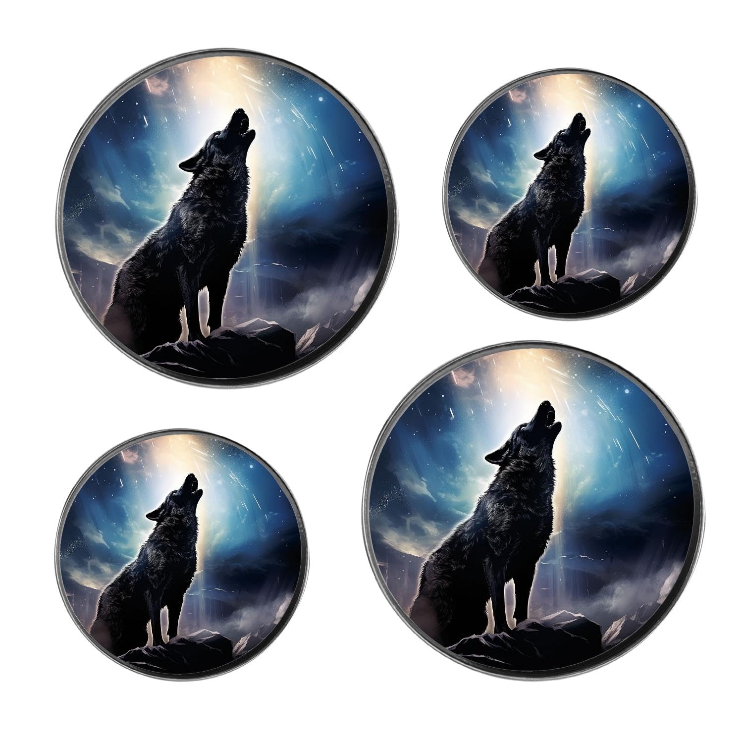 Wolf Howling Moon with Shiny Lovely Set of 4 Stove Burner Covers - Premium Round Electric Stove Range Protectors,8 IN & 10 IN