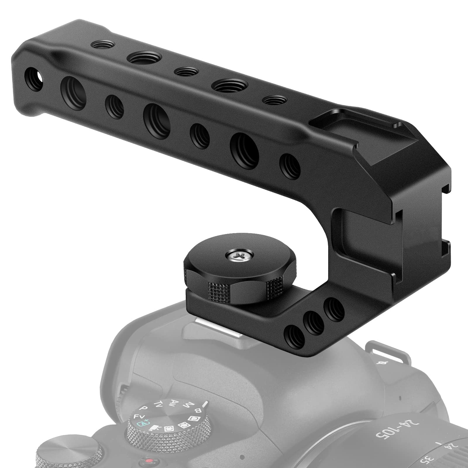 MAKINGTEC Universal Camera Hot Shoe Top Handle Grip, Universal Video Stabilizing Rig with 3 Cold Shoe Mounts for DSLR cameras, Fits Microphone, LED Light, Monitor for Low-Angle Shots, Metal - ST28