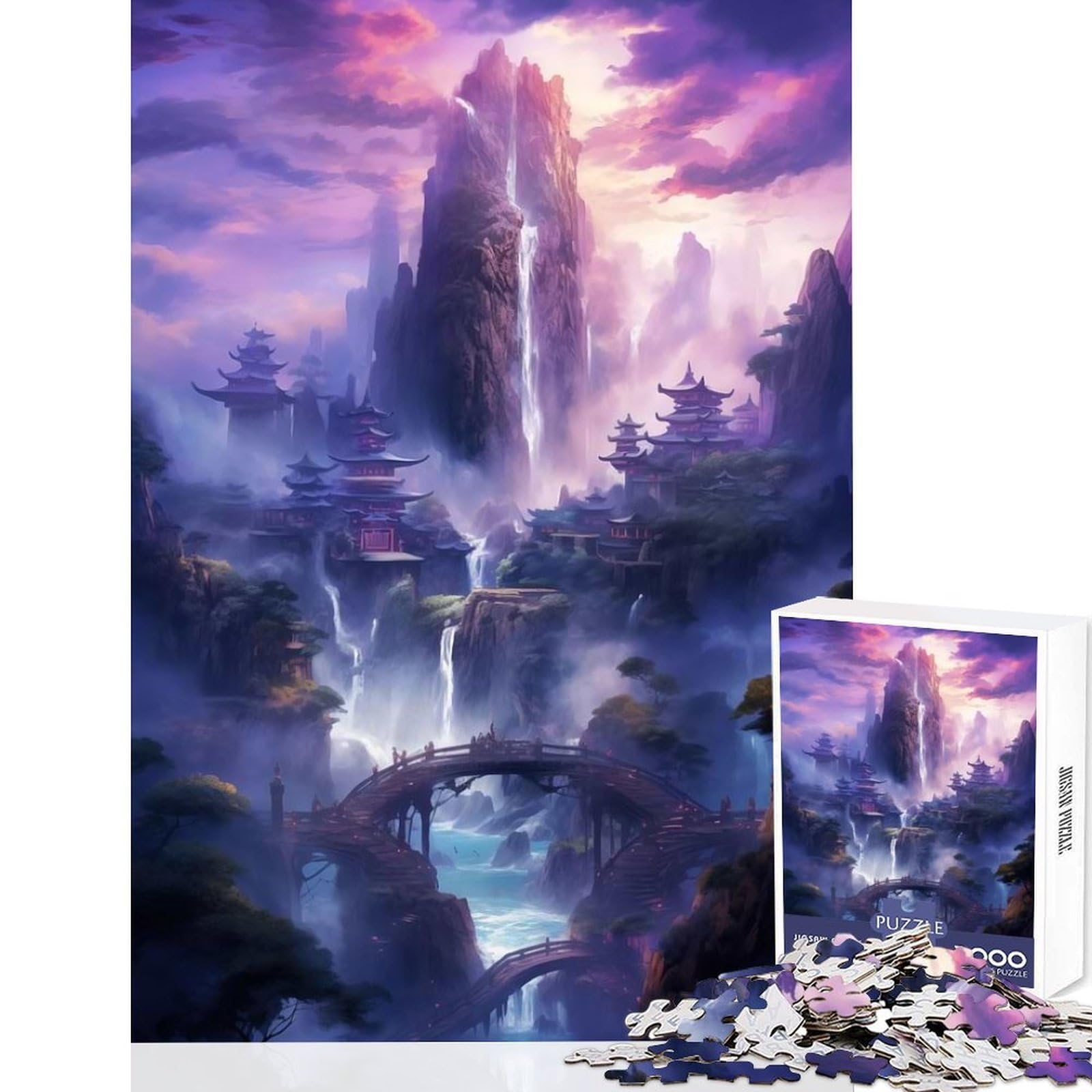 Magical Falls Teenagers Puzzles 1000 Piece Jigsaws Mind Skill Play High Precision Die Cut Christmas Stocking Stuffer Game 38x52cm