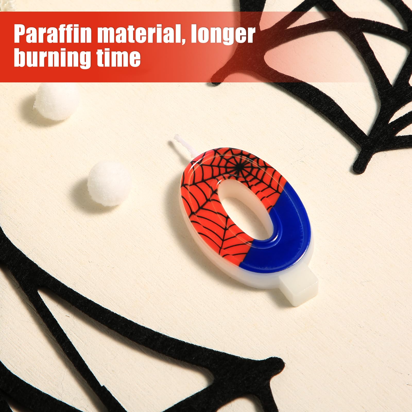 Spider Candle, Spider Web Candles Blauwe Pailletten Number Candle Cake Topper Candle Birthday Cake Candles voor Jongen Spider Thema Verjaardagsfeestje Halloween Feestartikelen (5