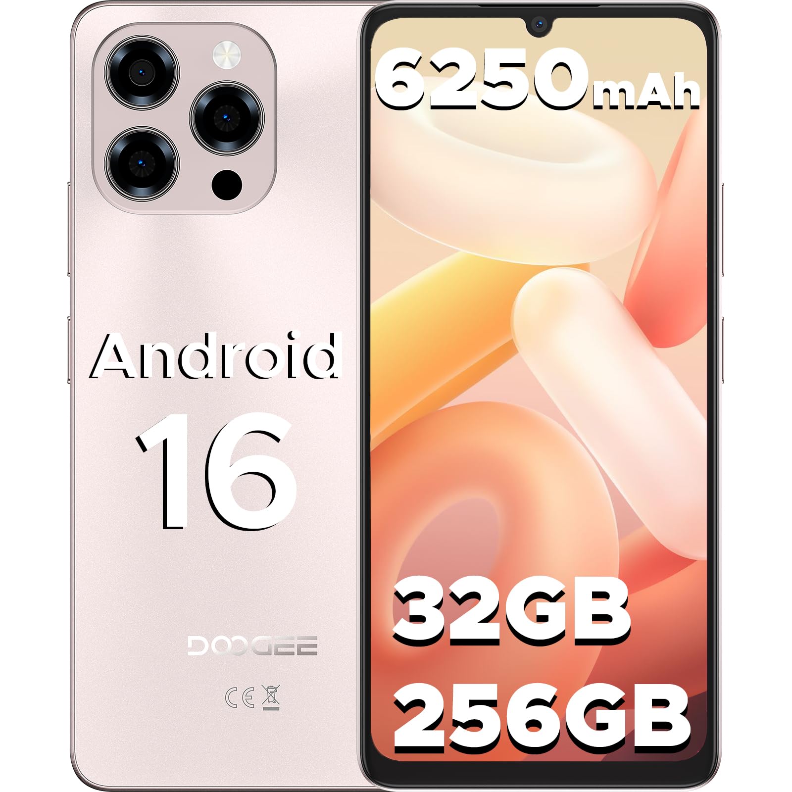 Note 58 Pro Smartphone Android 16, 32(8+24) GB+256GB/2TB TF Cellulare, 6.75" HD+ 90Hz Schermo,6250mAh, 16MP+8MP Telefono Cellulare, 4G Dual SIM/Octa Core/Widevine L1/NFC/OTG/Face ID/GPS