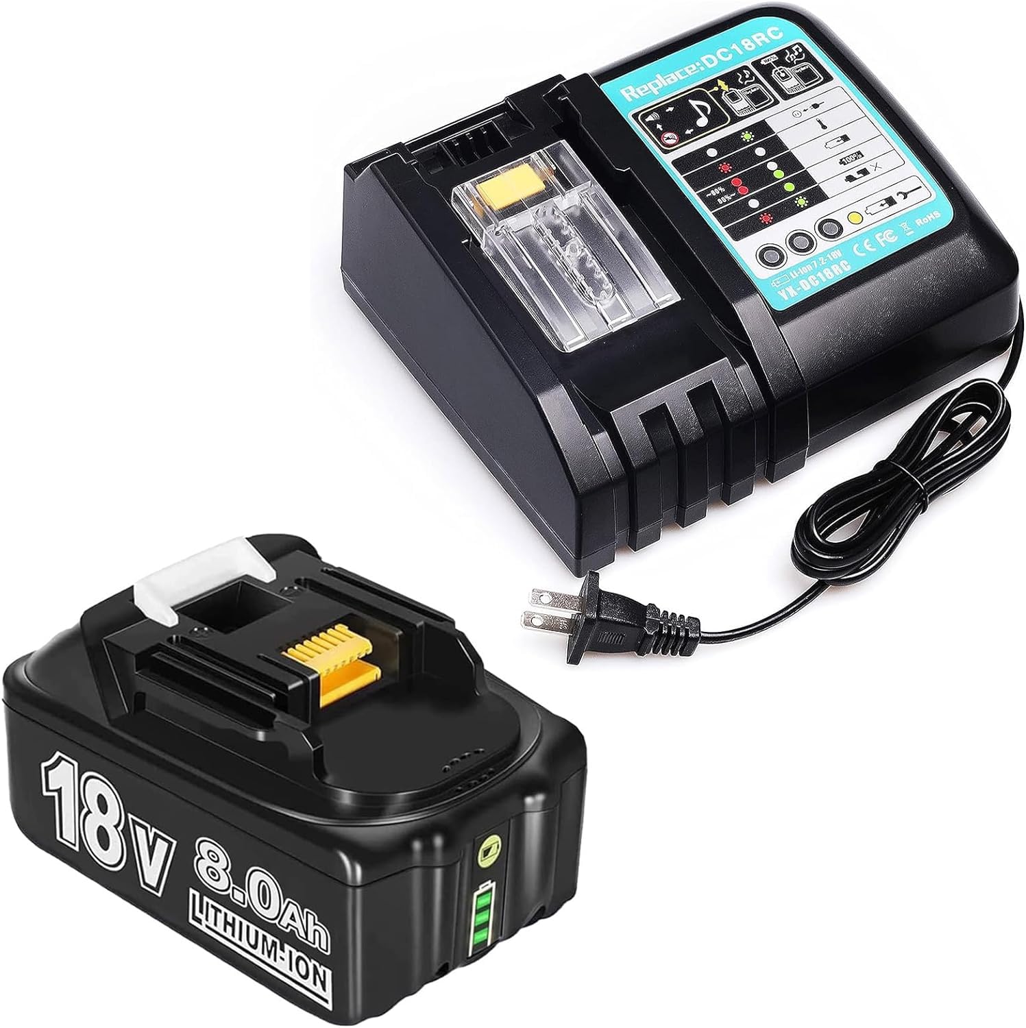 8000mAh For Makita 18V Battery Li-ion 8.0Ah BL1850 BL1860 BL1830 BL1840/ Charger