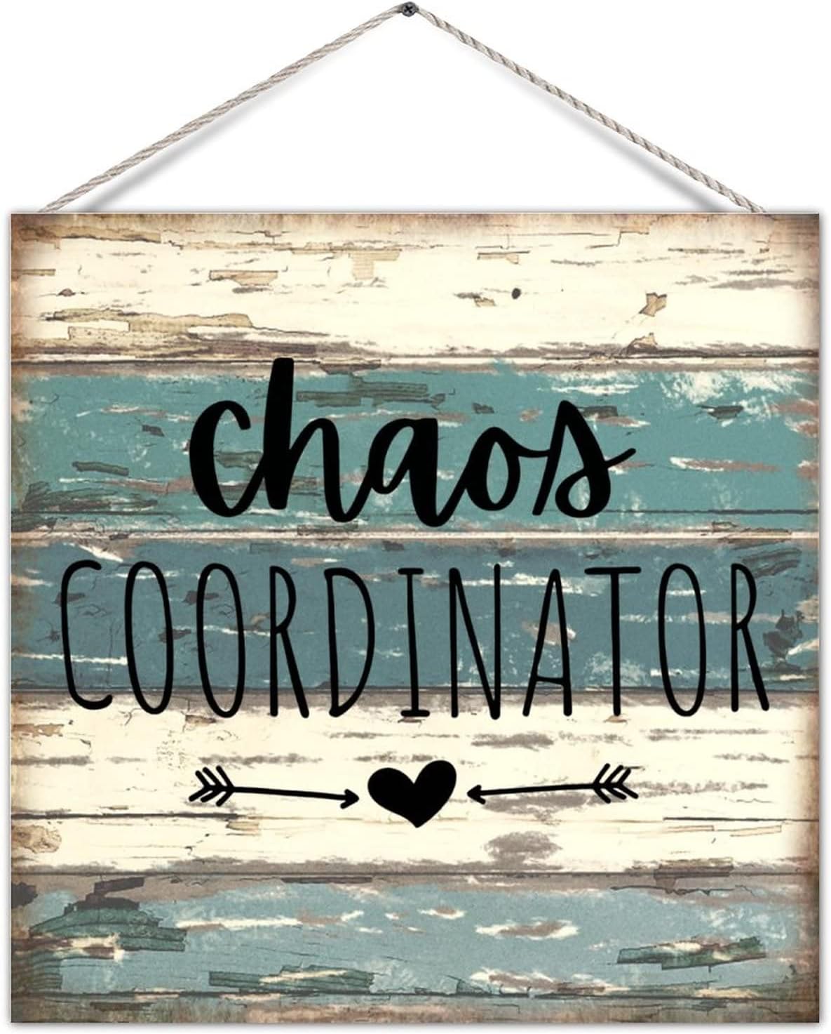 Decorative Wooden Sign Plaque Funny Inspirational Saying Chaos Coordinator Rustic Wood Wall Pediment Home Sign Distressed Look Farmhouse Wall Hanging Decor for Front Door Porch 12in