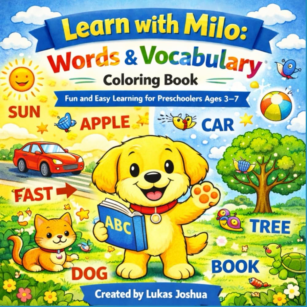 Learn with Milo: Words & Vocabulary Coloring Book: Fun and Easy Learning for Preschoolers Ages 3–7