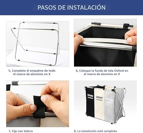 Miniatura 5 de Cesta de lavandería con ruedas, cesta de lavandería de 240 litros con 3 cestas de ropa sucia  Juguetes  Manta en la lavanderíasala de estararmario