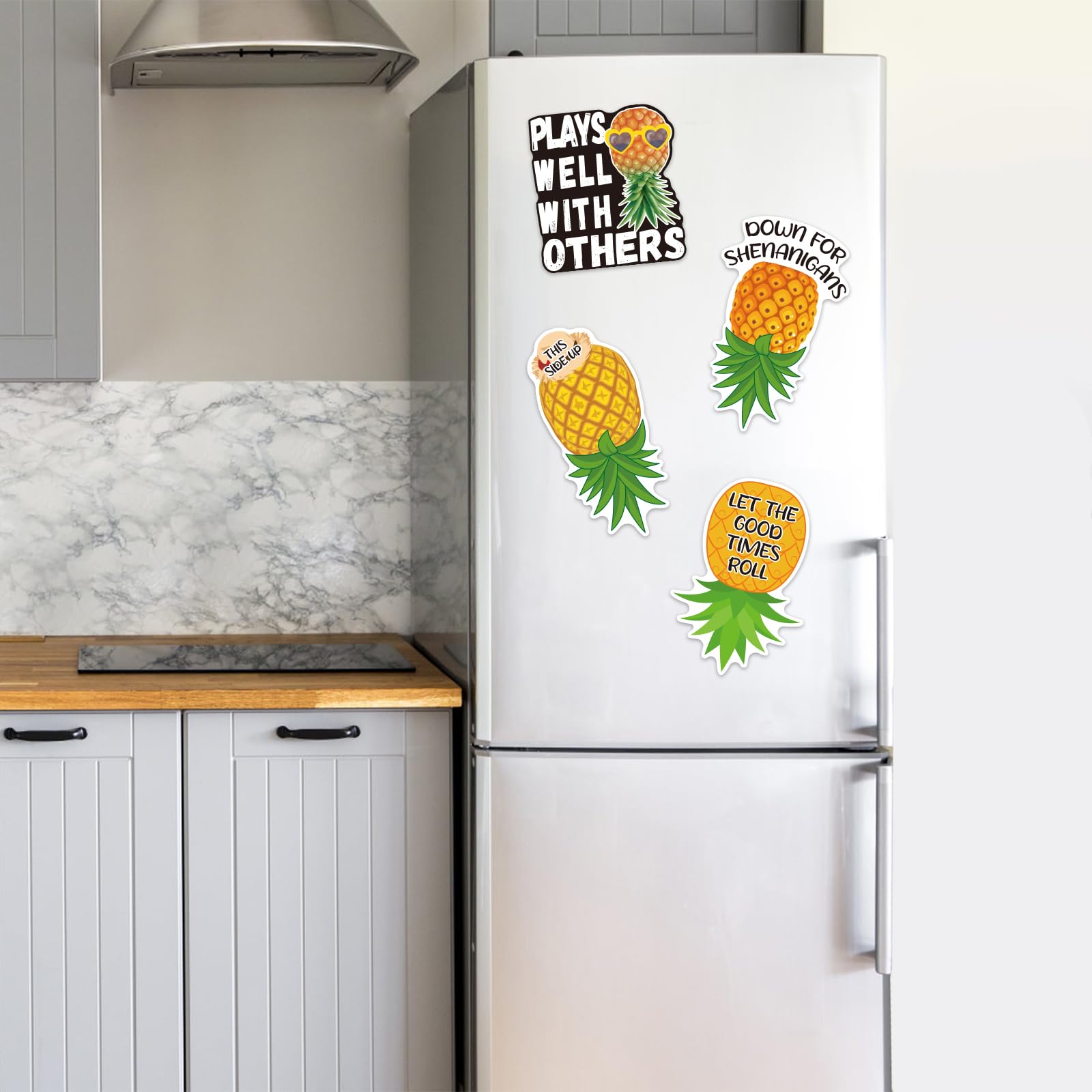 4 Pcs Upside Down Pineapple Magnet - Pineapple Decor Magnetic Stickers for Cruise Doors, Cabin，Refrigerators, and Cars