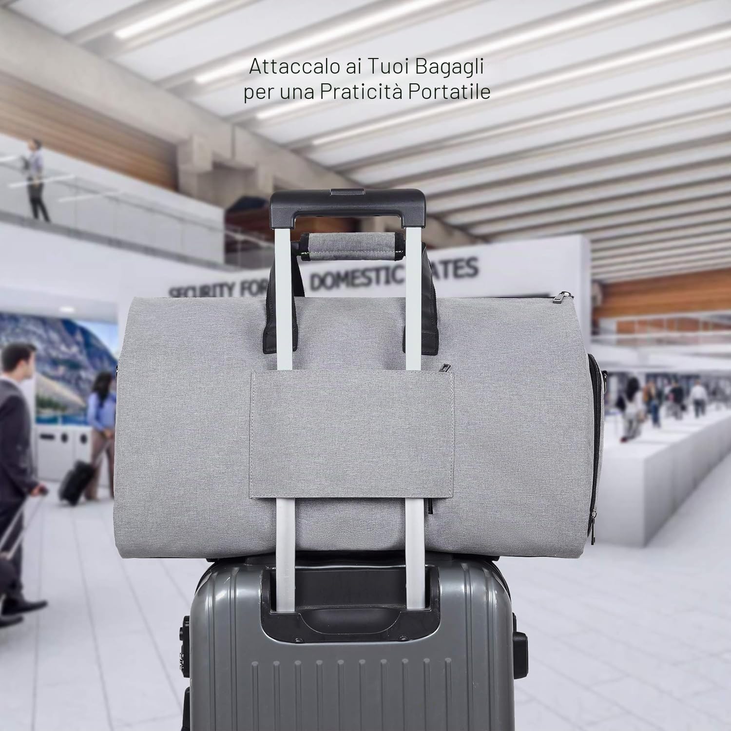 ComfyDegree Borsa per indumenti da viaggio, borsone convertibile - Borsa per abito 2 in 1, zaino impermeabile, borsa da volo per weekend lungo, pieghevole, Grigio