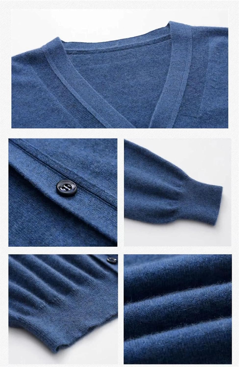 Men's Solid Cashmere Cardigan V-Neck Long Sleeve Sweater Loose Casual Knit Sweater