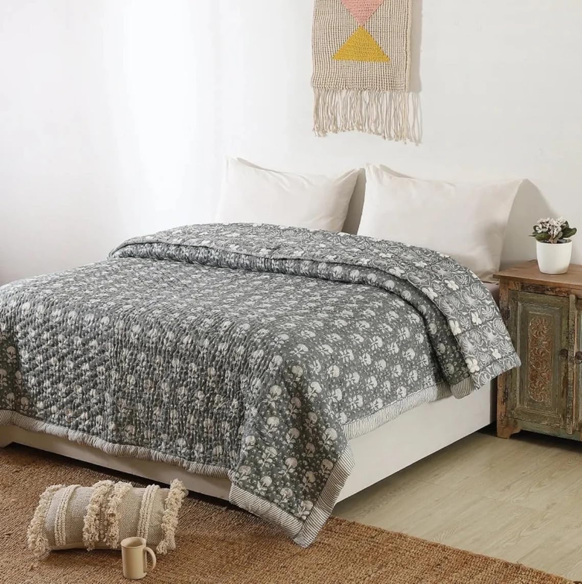 See full amazon price history chart for BLOCKS OF JAIPUR Original Pure Cotton Jaipuri Razai Hand Block Single Bed Reversible Comforter Lightweight AC Quilt Summer and Winter Bedding | Throw Bed Blanket (Grey Floral) BLOCKS OF JAIPUR Original Pure Cotton Jaipuri Razai Hand Block Single Bed Reversible Comforter Lightweight AC Quilt Summer and Winter Bedding | Throw Bed Blanket (Grey Floral) (B0CR43VXHB) Amazon Price History, Amazon Price Tracker