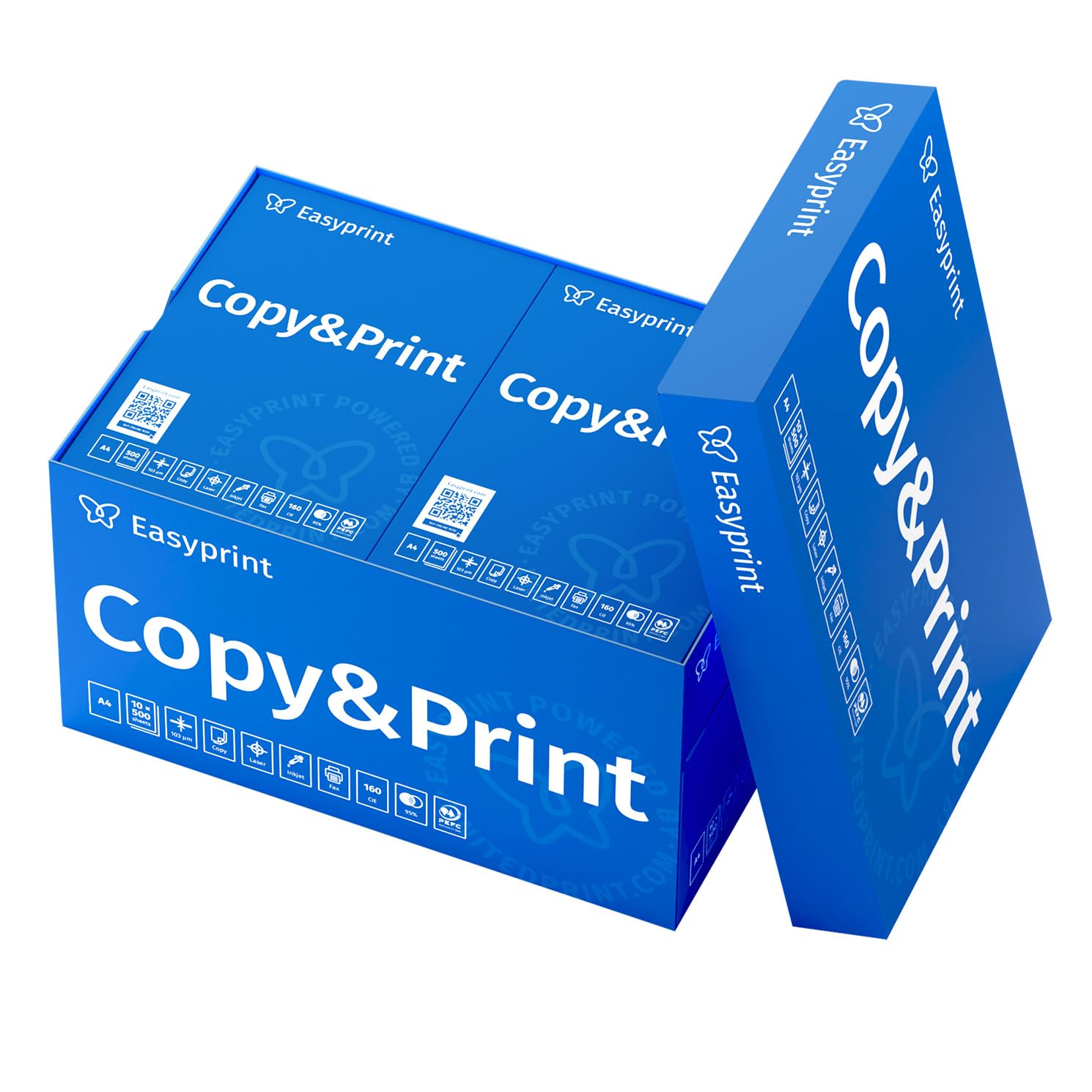 Easyprint Carta per stampante e fotocopiatrice, 10.000 fogli, 20 x 500 mm, formato A4, colore bianco brillante, certificata CEE 160 PEFC