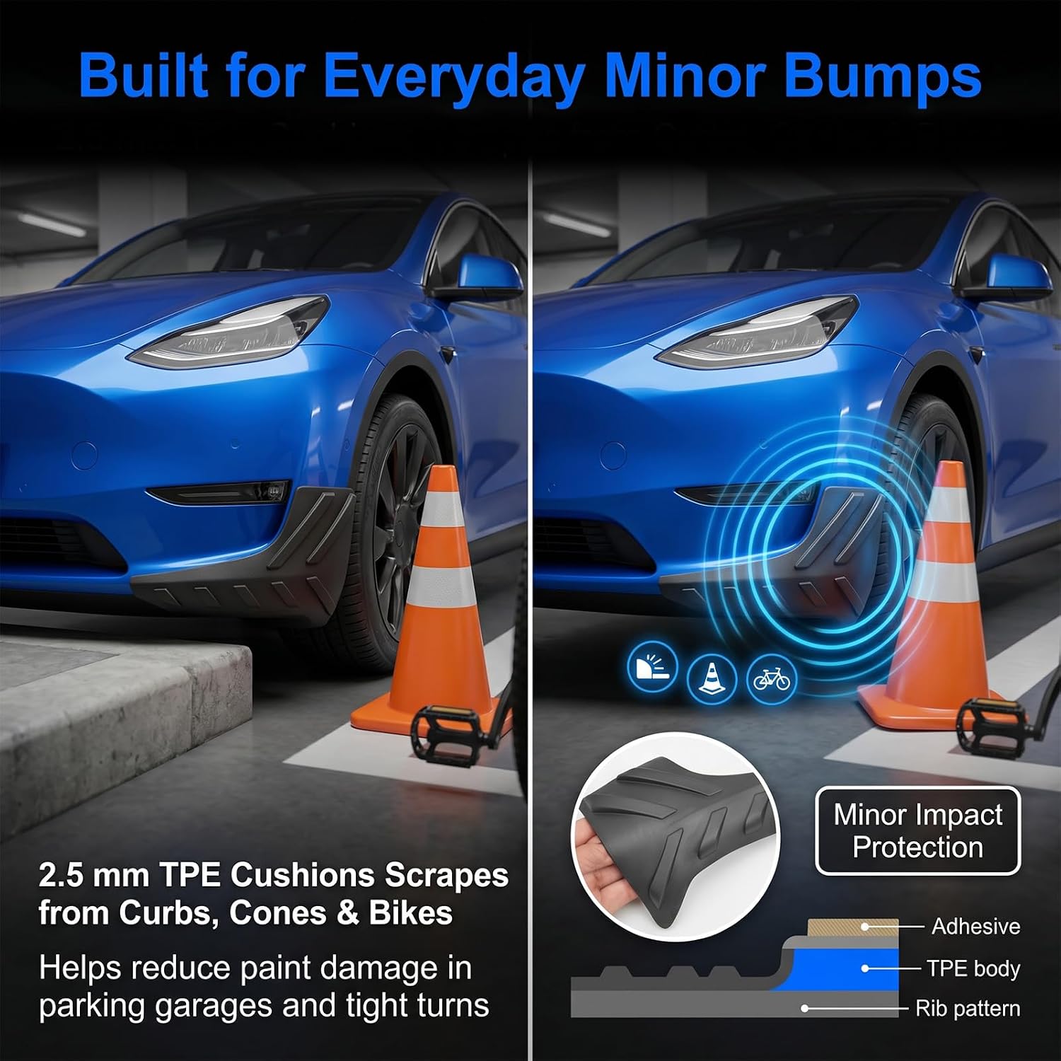 Front Bumper Cover Fits for 2019-2024 Tesla Model Y Bumper Protector Compatible with Model Y Exterior Accessories Front Bumper Corner Guard