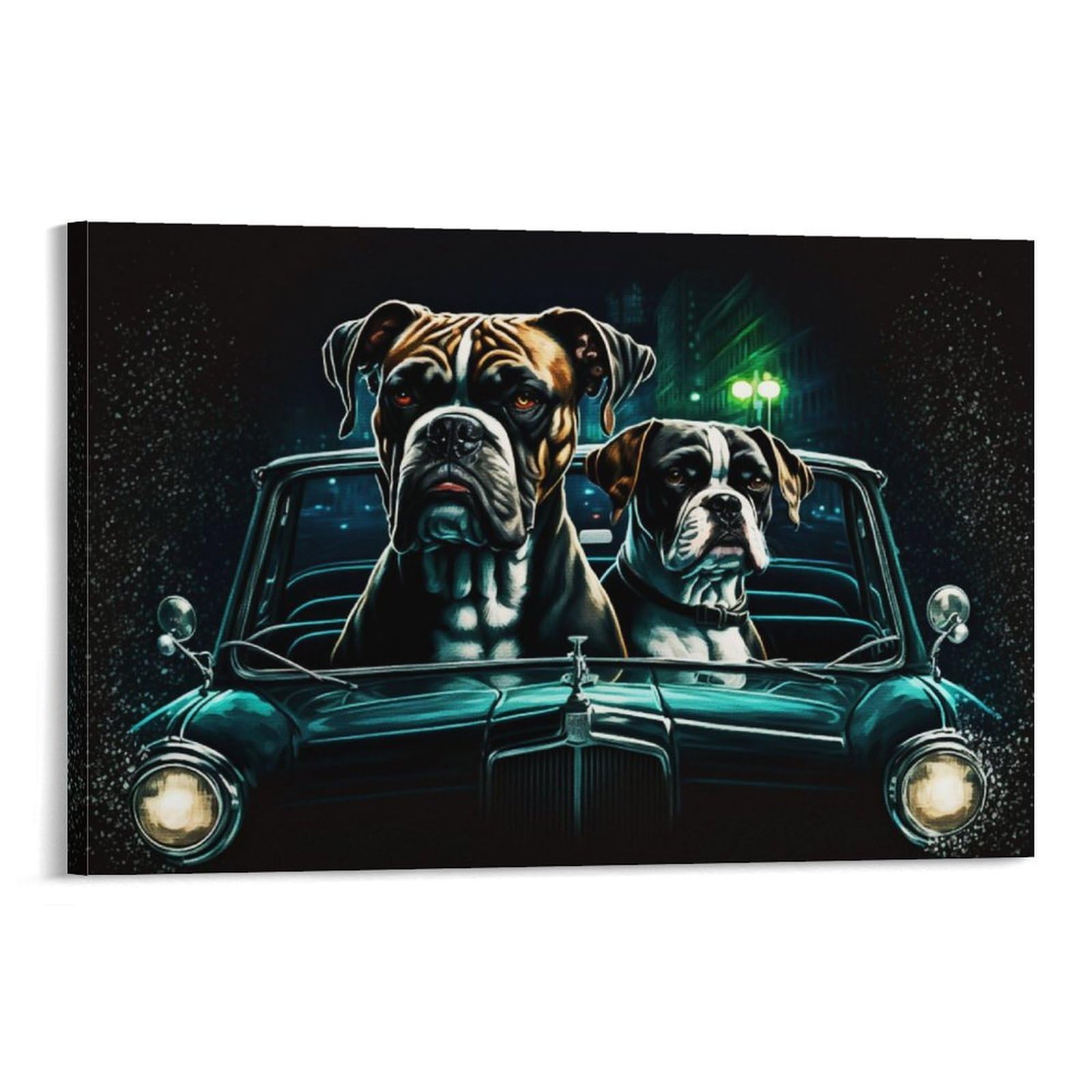 CPLVKWRQJ Dog Individual Boxer Dogs in A Car Wall Art Decor - Office Wall Focal Art Multi-Purpose Fade Resistant Decor 08x12inch(20x30cm)