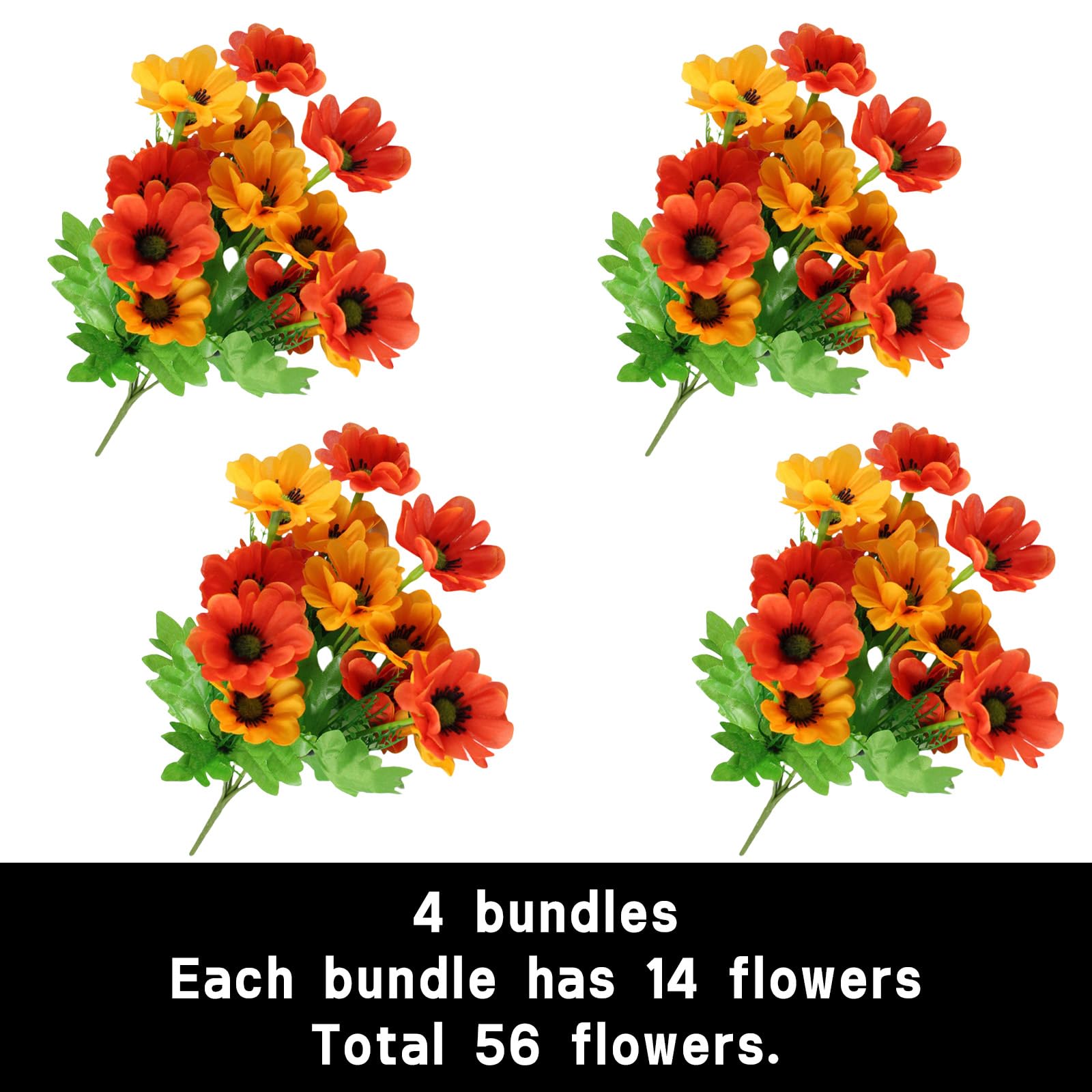astylishome Artificial Flowers Outdoor Daisy Fake Flower for Decoration Craft Accessories Faux Plastic Simulation Bouquet Garden Porch Farmhouse Window Box Decor 0701 - Image 2