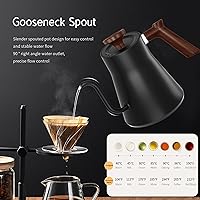 Vista 2 de RHD - Hervidor eléctrico de cuello de cisne con pantalla LCD, caldera de agua caliente con control de temperatura en tiempo real para preparar café