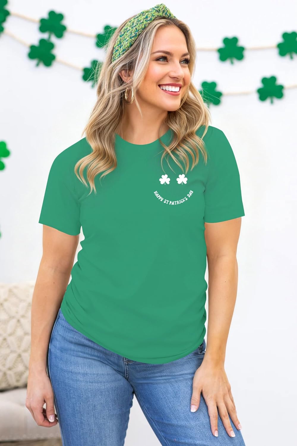 St Patricks Day Shirt Women Cute Short Sleeve Irish Shamrock Graphic Tee Tops - Image 4