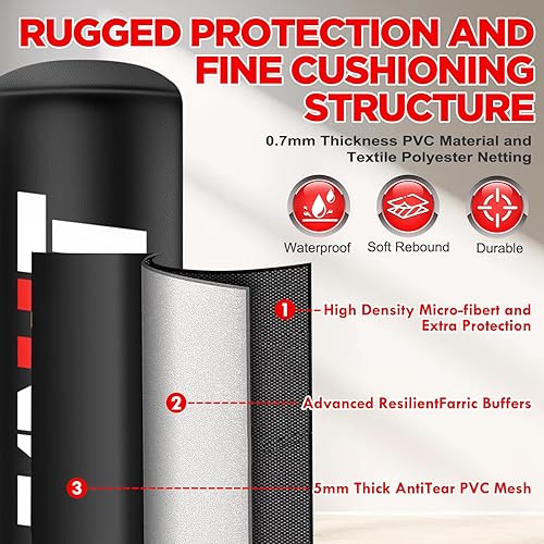 Miniatura 2 de Saco de boxeo de pie para adultos, bolsa de boxeo con soporte para patadas con guantes de MMA y bomba, material de grosor de 0.028 in, bolsa pesada