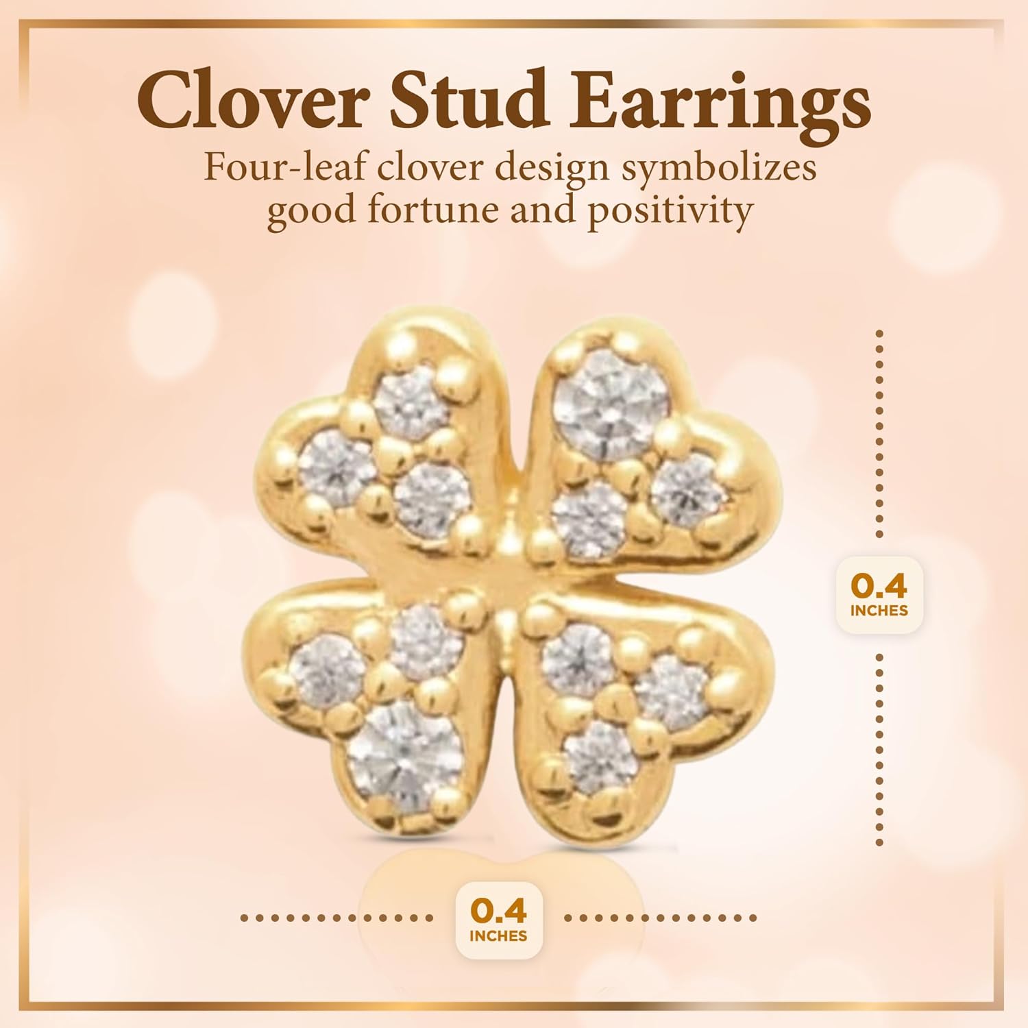 Clover Stud Earrings 18K Gold Plated I Hypoallergenic Earrings I Four leaf clover flower earrings I St Patricks Day Irish Four Leaf Clover jewelry I Trendy floral stud earrings I Lucky Jewelry Gift for Women