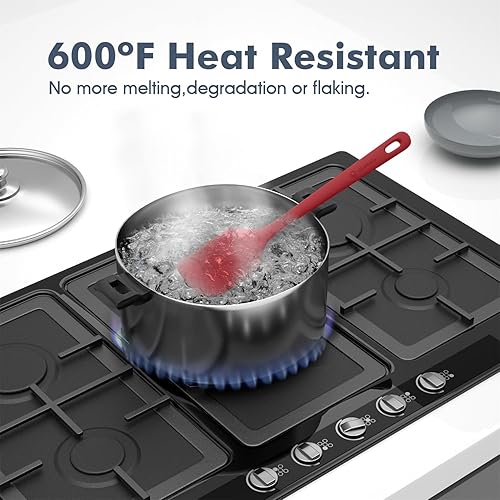 Miniatura 4 de Juego de 5 espátulas de silicona, espátulas de goma de grado alimenticio, con mango fuerte y agarre ergonómico, resistentes al calor hasta 600 F,