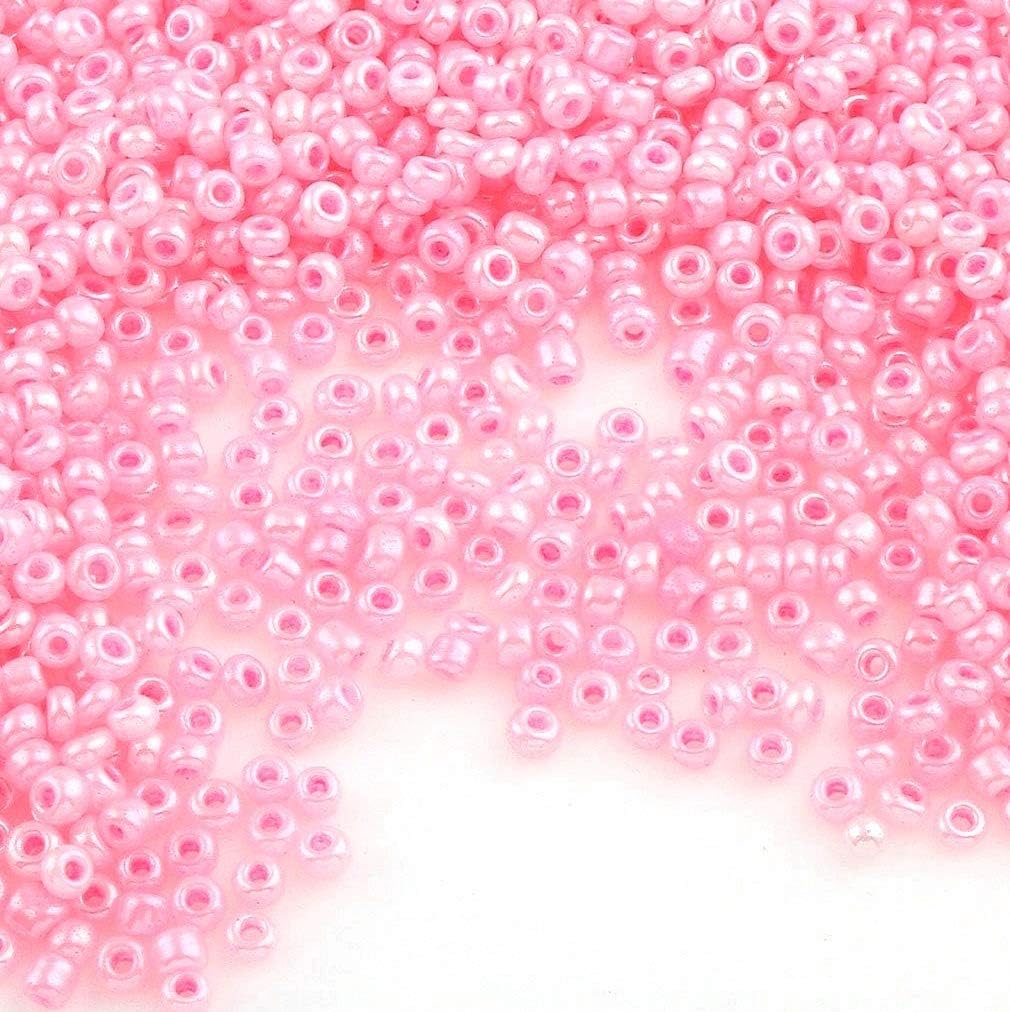 6500 pieces glass seed beads, 2 mm, Ceylon, 10 colours, 11/0, pony beads, Ceylon lustre, seed beads, choice of colours (pink)