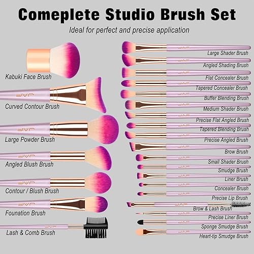 Miniatura 2 de JAF Juego de 26 brochas de maquillaje profesional Kabuki para contorno facial juego de pinceles veganos completos pinceles de maquillaje de cara