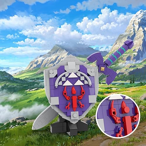 Miniatura 4 de Kit de bloques de construcción Breath of The Wild, Master Sword y Hylian Shield, juego de bloques de construcción Micro Hyrule (368 piezas),