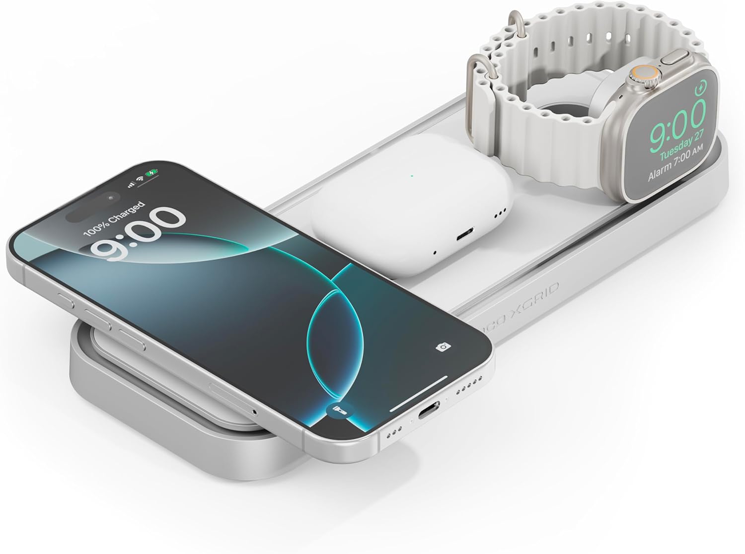 NOCO XGrid XDP3: 3-in-1 Wireless Charging Pad – Charging Station for iPhone, Apple Watch, and AirPods – MagSafe Compatible, Qi2 Certified – Includes 45W USB-C Wall Charger and 6.5-Foot USB-C Cable