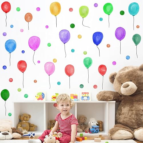 Miniatura 8 de Calcomanías de pared de globos de colores para despegar y pegar, calcomanías de ventana de globos grandes, calcomanías de pared de lunares